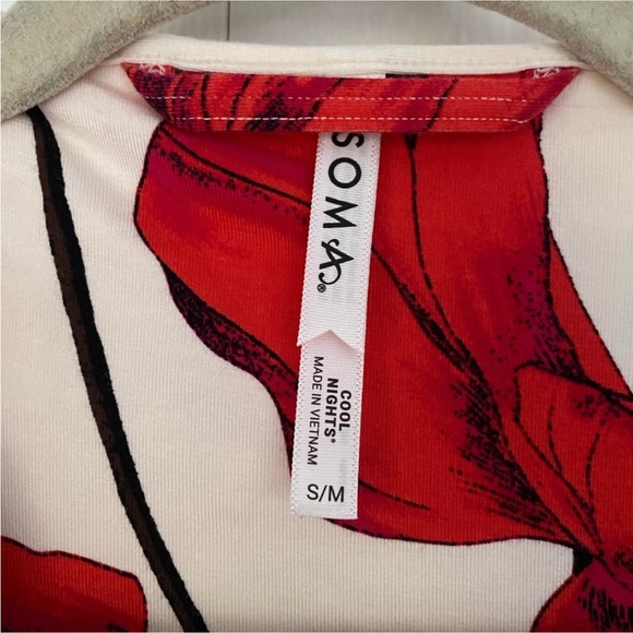 Soma Robe COOL NIGHTS Short Robe Flowers Red size Medium - Picture 6 of 11